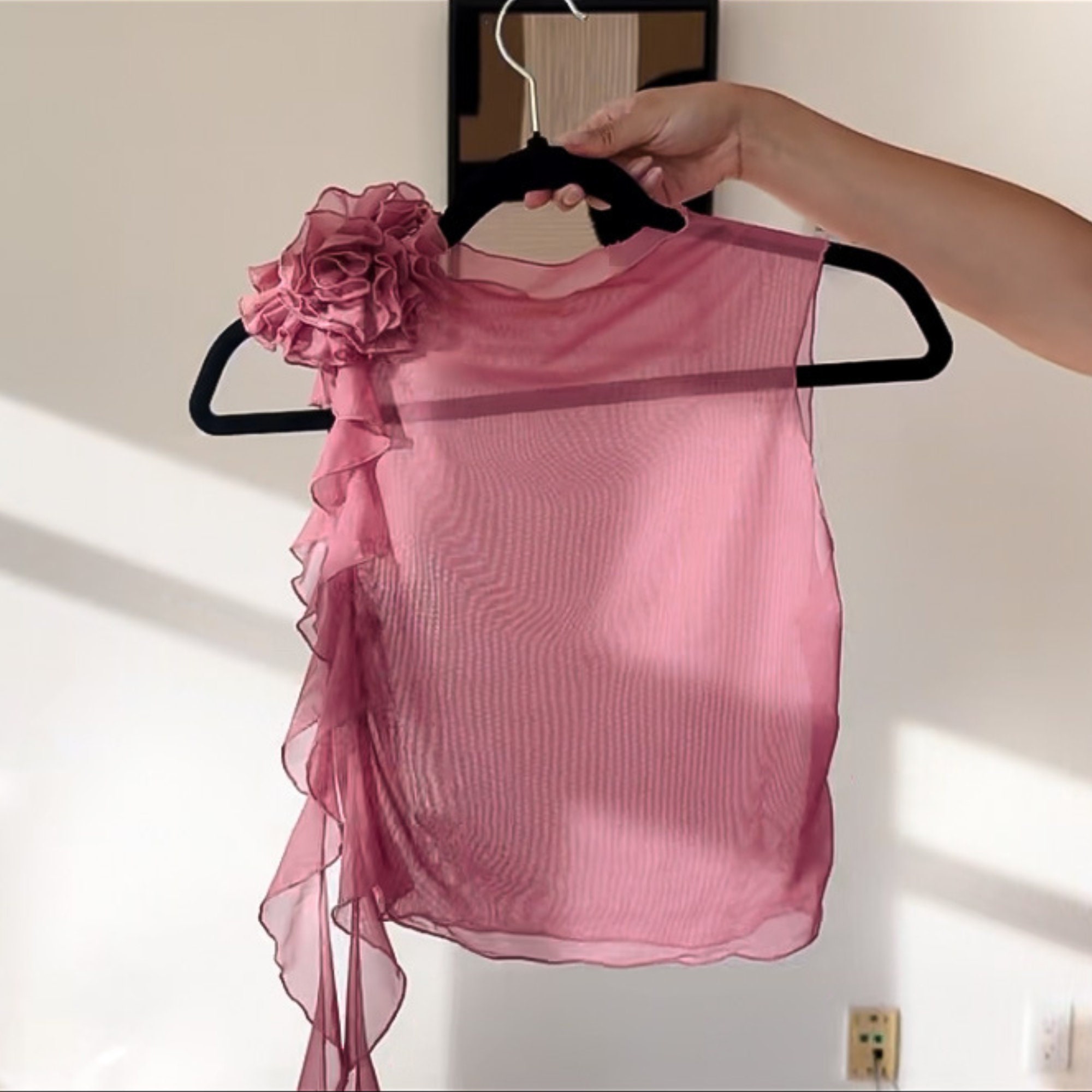 Sheer Rose Top PDF Sewing Pattern | Rosette Flower & Ruffles | Sizes XS ...