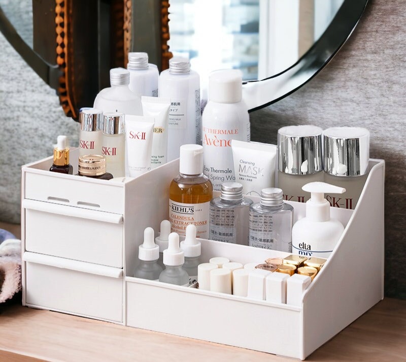 Acrylic Mirror Cabinet Organizer Box For Makeup & Cosmetics, Skincare,  Lipsticks; Bathroom Storage Shelf For Dressing Table