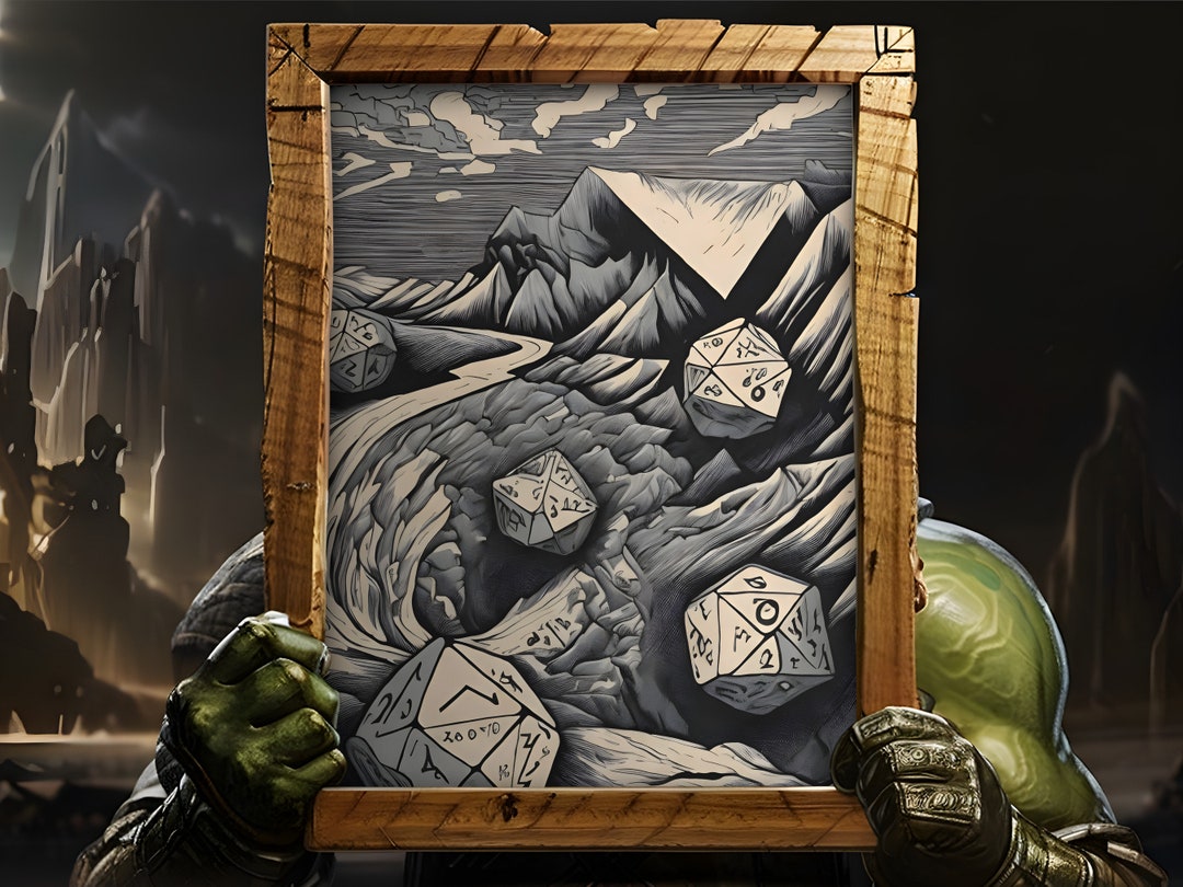 Escheresque Dice Mountain: Abstract Polyhedral Dice Poster - 20 Sided ...
