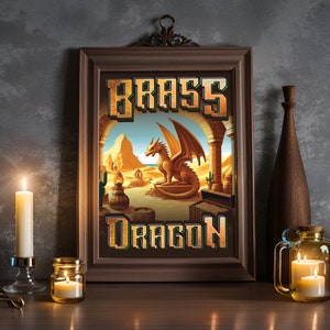 Ancient Brass Dragon Poster - Tabletop Games Room Digital Download Print - DnD Wall Art, Nerdy Poster RPG Decor - Instant Downloadable Print