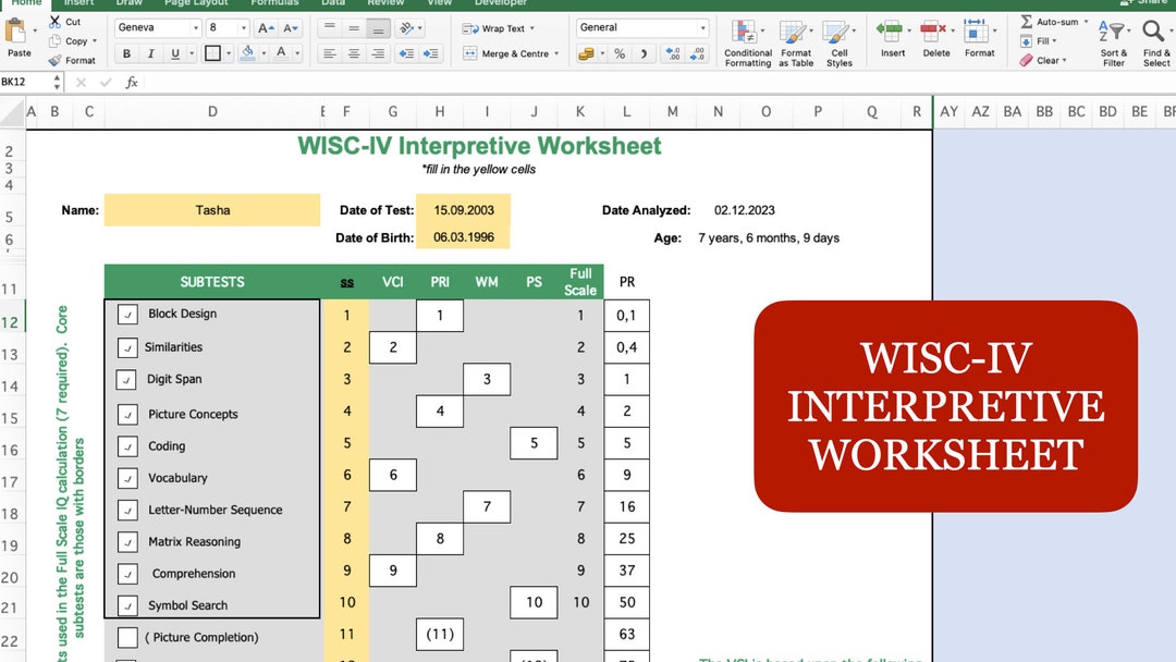 WISC-IV wechsler Intelligence Scale for Children IV Interpretive ...