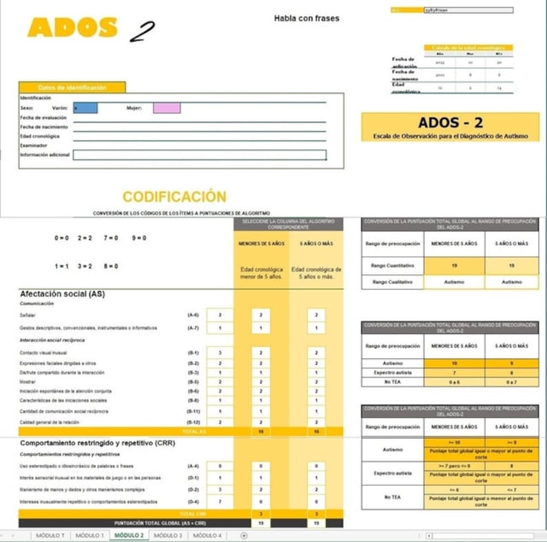 Plantilla de puntuación automática ADOS-2 Programa de observación de ...