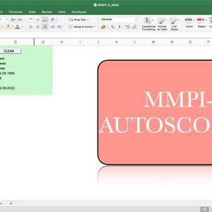 MMPI-2 Autoscoring Template (Minnesota Multiphasic Personality Inventory-2) in Excel