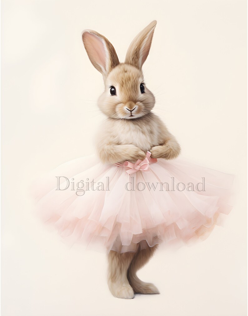 Ballerina Bunny, Cute Bunny in Pink Tutu, Watercolor Painting ...