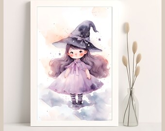 Kleine Hexe, kleine Hexe, Halloween Dekor, Kunstdruck, Bild (Digitaler Download)