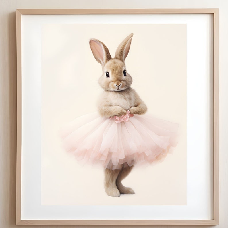Ballerina Bunny, Cute Bunny in Pink Tutu, Watercolor Painting ...