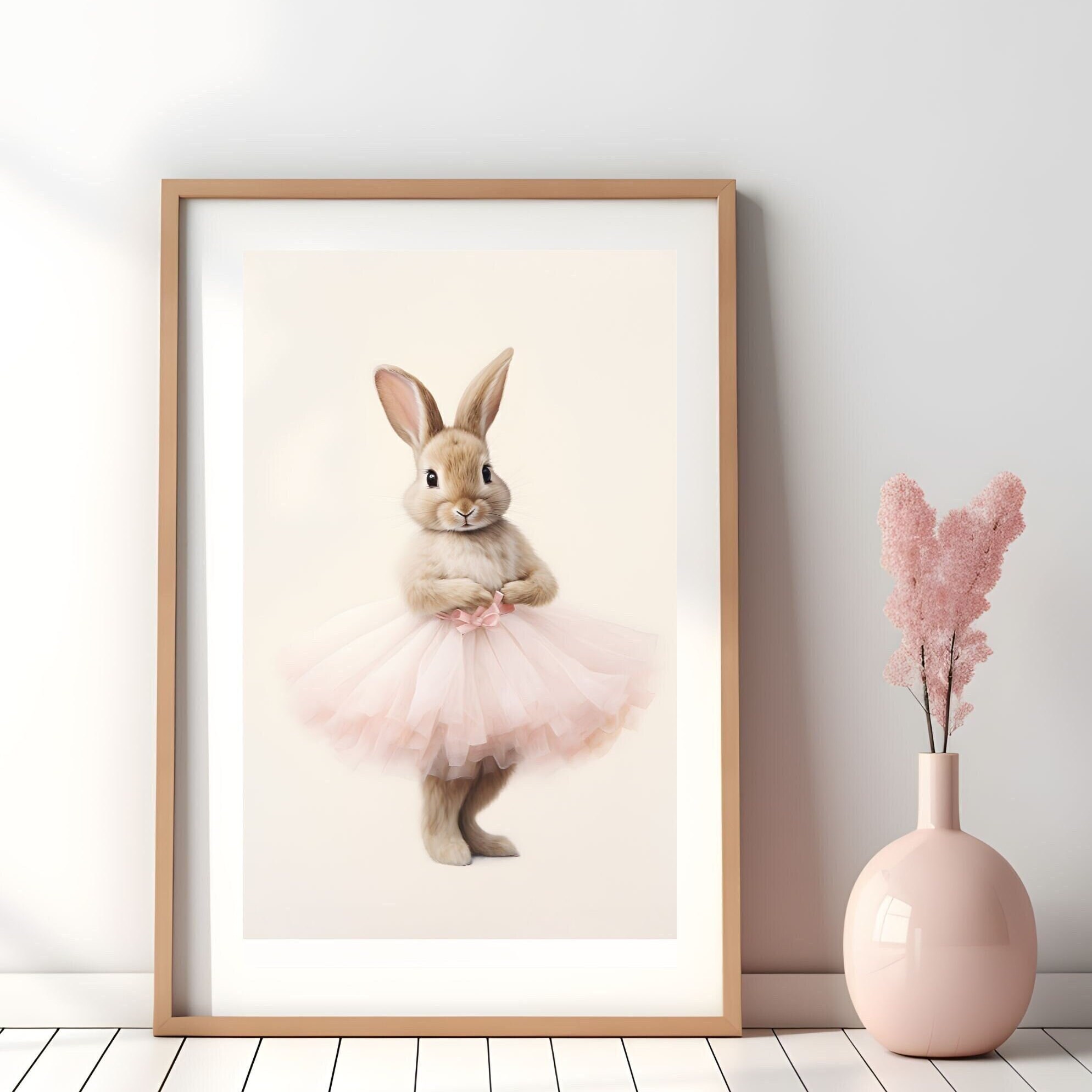 Ballerina Bunny, Cute Bunny in Pink Tutu, Watercolor Painting ...