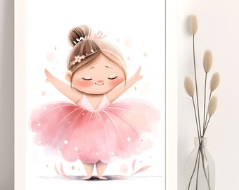 Ballerina Girl Print, Pink Tutu Kinderzimmerbild (Digitaler Download)