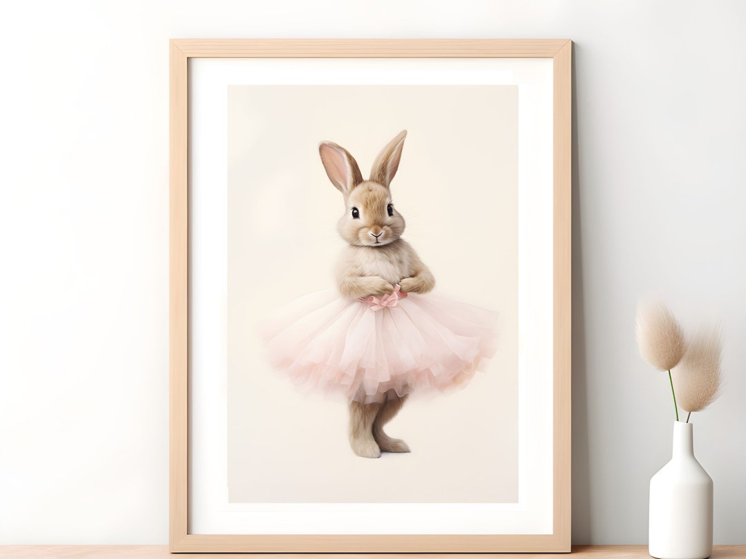 Ballerina Bunny, Cute Bunny in Pink Tutu, Watercolor Painting ...