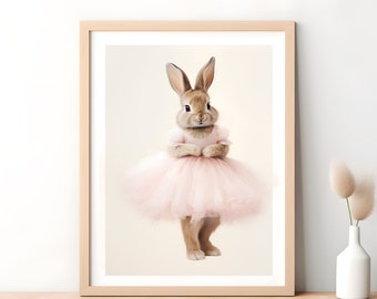 Ballerina Bunny Print, rosa Tutu Kinderzimmer Dekor (Digitaler Download)