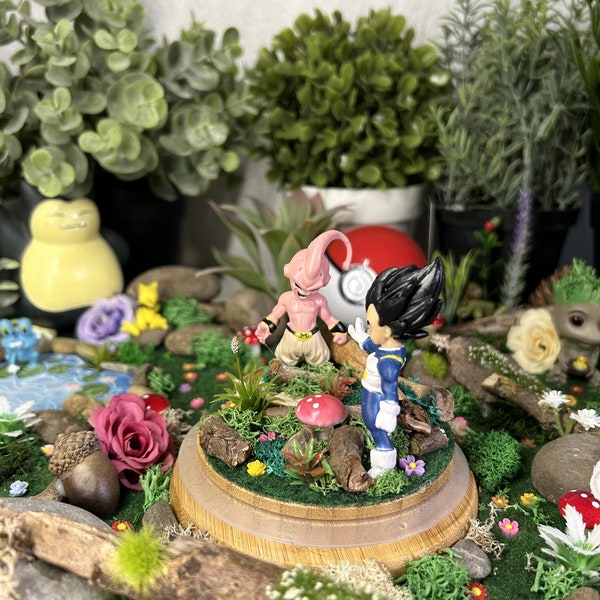 Dragon Ball Z VEGETA et BOO Cloche en verre décorative diorama terrarium