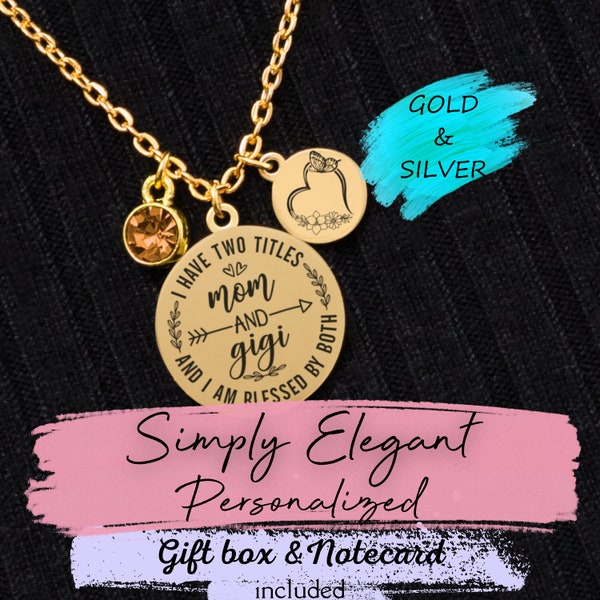 Mom and Gigi Necklace Personalized With Grandkids Birth Month Birthstone Gift for Mimi Gift Grandma Handmade Jewelry Mothers Day