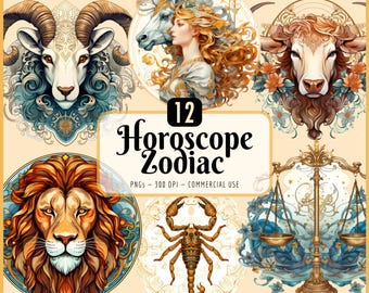 Horoscope Zodiac Sign Clipart: Zodiac Gift, Galaxy Celestial, Astrology Sign (PNG Download)