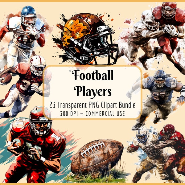 Football Players Clipart Bundle | Boys Clipart Sport Football Superbowl Graphics American Football Sublimation PNG, Instant Digital Download