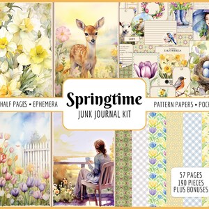 Kit de diário de lixo de primavera | Temporada de primavera, Páscoa, páginas para impressão, itens efêmeros, bolsos, imprimir e dobrar, misturar e combinar, download instantâneo de JPG