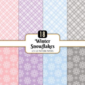 Winter Schneeflocke Digitales Papier: Pastellfarbenes Karomuster (PNG Download)