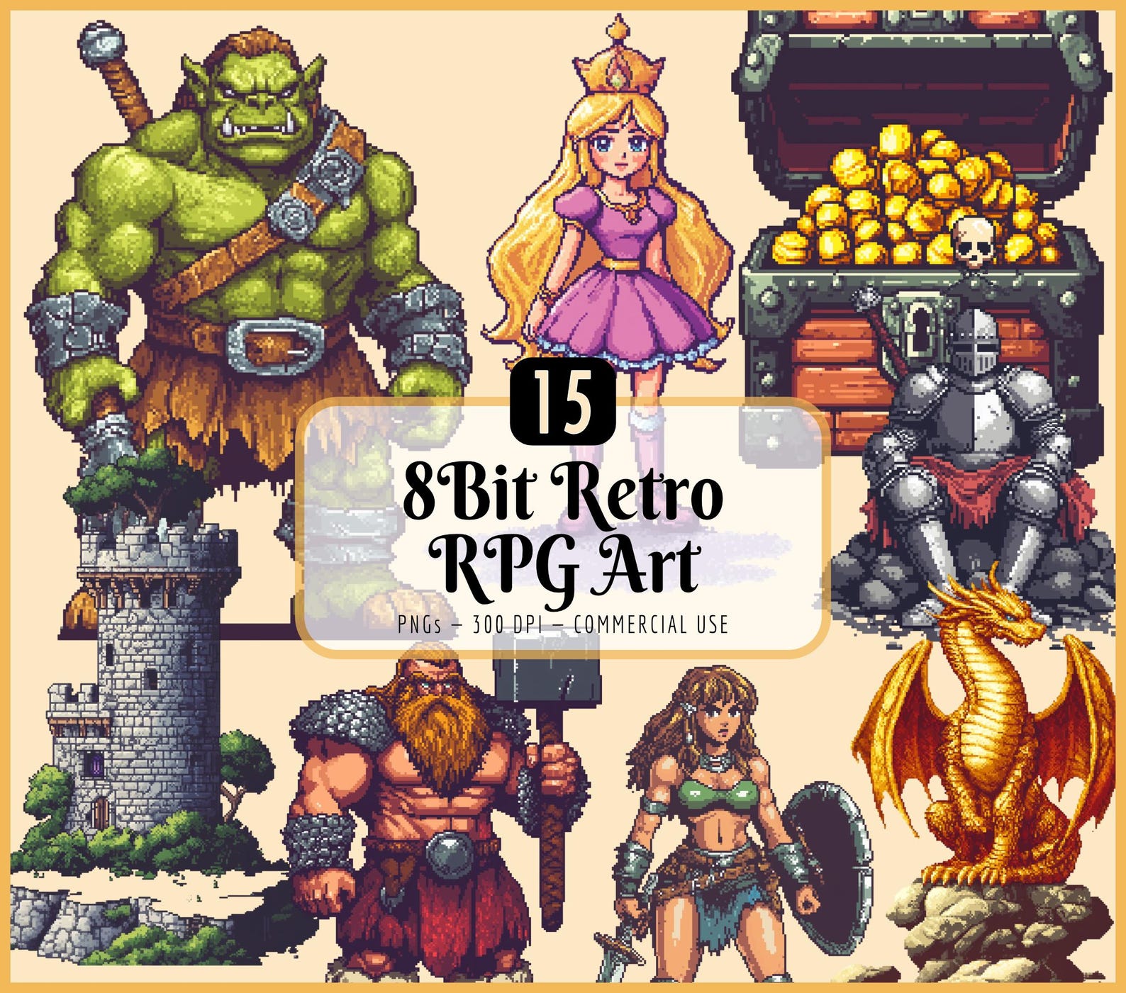Rpg Great Graphics 8-bit Retro RPG Clipart: Retro Pixel Art Gaming Asset Graphics (PNG ...
