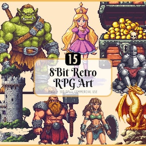 Clipart RPG retrò a 8 bit: grafica di risorse di gioco pixel art retrò (download PNG)