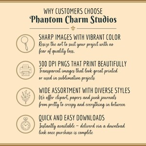 This card offers more information about Phantom Charm Studios products.