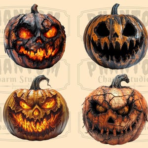 Horror Jack O Lanterns Clipart Kit Creepy Pumpkin Face Halloween Il 300x300.6228063417 2iec