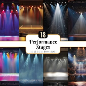 Pack de papier numérique pour scène de spectacle | Théâtre opéra arrière-plans, décoration d'événement, fonds clairs, téléchargement PNG instantané, usage commercial