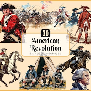 American Revolution Clipart Bundle I 1776 Minutemen Battle Reenactment 4th of July Independence Day Patriotic Freedom, Instant PNG Download