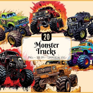 Monster Trucks Clipart: Extreme Off-Road Vehicles, Truck Jam (PNG Download)
