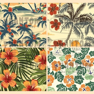Vintage Hawaii Seamless Patterns Bundle | Digital Paper Pack Retro ...