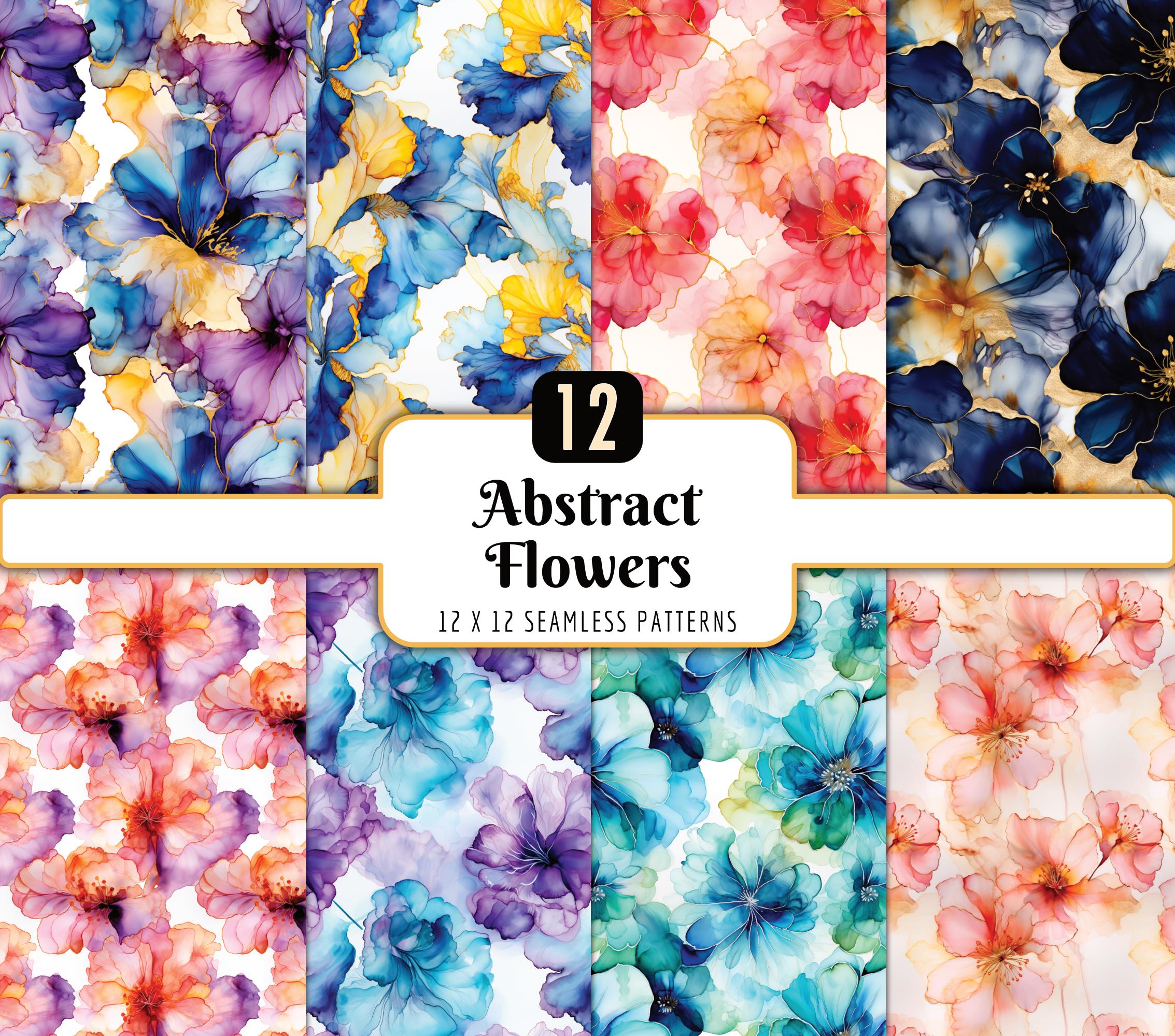 Abstract Floral Seamless Patterns: Alcohol Ink Splash Digital Paper ...
