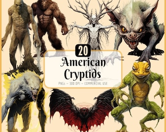 Cryptids Clipart: Fabelwesen, Nachtfalter Wendigo (PNG Download)