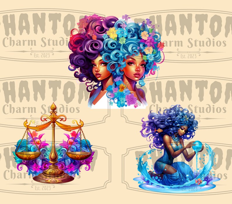 Multicultural Colorful Zodiac Sign Clipart Bundle Zodiac Signs ...