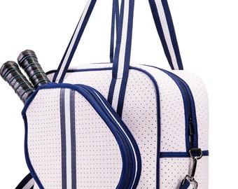 Pickleball Bag - White With Navy and White Stripes