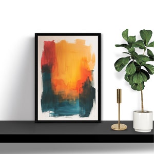 Póster vertical abstracto colorido con pinceladas grandes Arte de pared para sala de estar Arte abstracto moderno