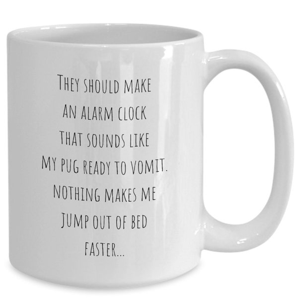 Pug alarm clock ceramic dog lover mug