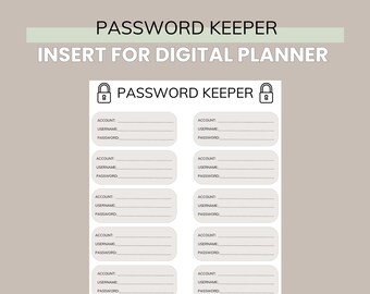 Password Tracker for Digital Planner, GoodNotes, Ipad, Organizer Spreadsheet, Account Tracker, Online Account List, Password Keeper,