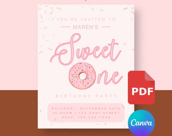 Sweet One Birthday Party Invitation | 1st Birthday Invitation | Candy Themed Birthday Party