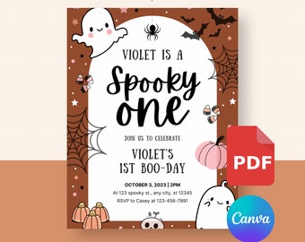 Spooky One Invitation | Digital Download | Birthday Party Invitation | Kids Halloween Invitation