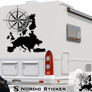 Wohnwagenaufkleber Europa Europakarte Kompass