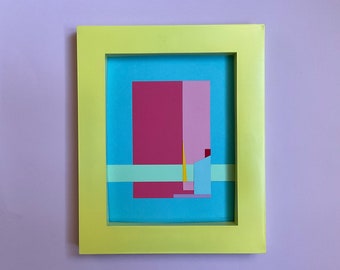 Original colorful art collage, handmade, geometric, colorful, abstract, medium size