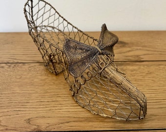 Antique Wire Ladies Shoe Vintage French Chic Decor Collectible Victorian Boudoir