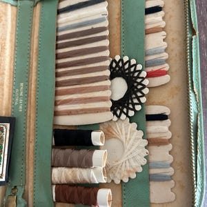 Vintage Sewing Kit Leather Complete Travel Case With Threads Scissors Sharps And Notions image 9