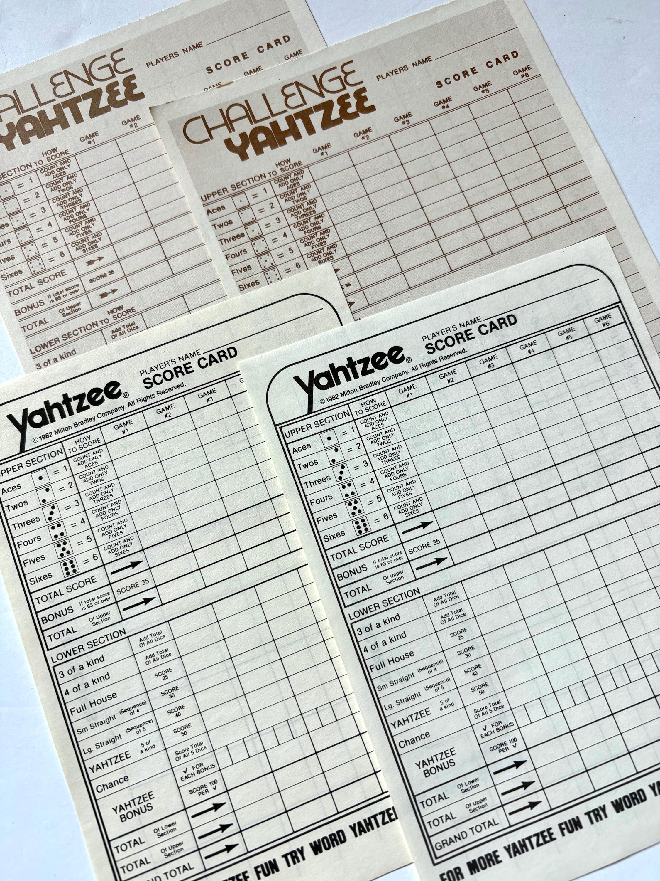 Vintage Yahtzee Score Cards - Etsy