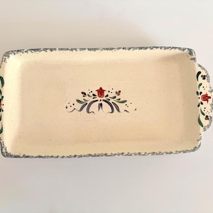 Handpainted Blue Floral Ceramic Serving Tray Cottage Core Kitchen