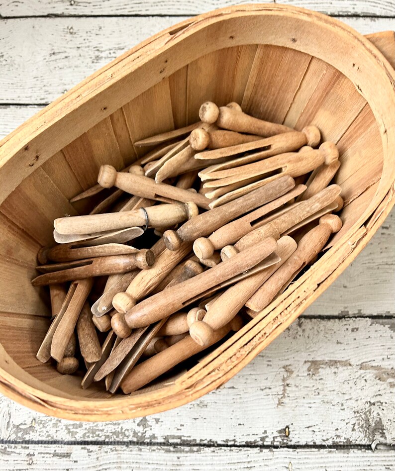 Vintage Peg Clothes Pin Wooden Antique Farmhouse Decor Etsy