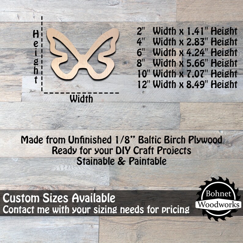 Butterfly Wood Cutout, Wood Craft Shapes, Unfinished Wood Craft Blanks