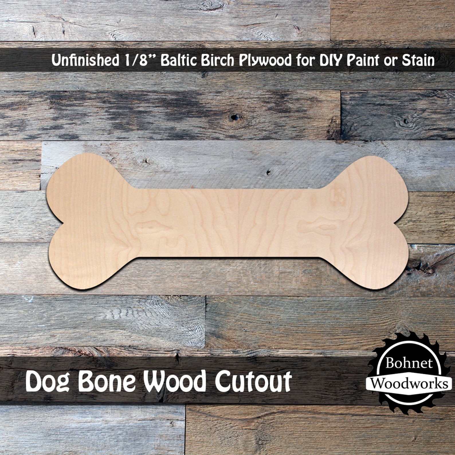 Dog Bone Wood Cutout, Wood Craft Shapes, Unfinished Wood Craft Blanks, Laser Cut Wood Dog Bone