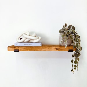 Handmade Rustic Floating Shelf: Quebec Pine with Steel Brackets