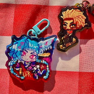 Timebomb Arcane Charms| 2.5in | Epoxy Glitter Keychains | Jinx and Ekko