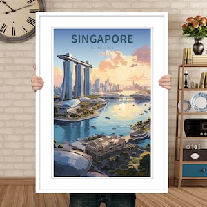 Singapore Wall Art, Singapore Travel Print, Singapore Printable Art, Singapore City Poster, Travel Poster, Digital Download