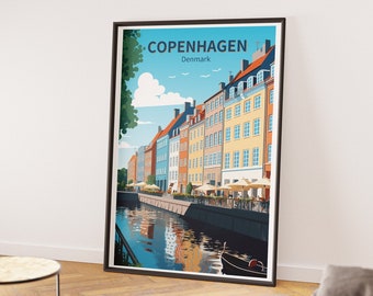 Copenhagen Poster, Copenhagen City Print, Copenhagen Digital Art, Denmark Travel Gift, Printable Poster, Digital Download, Home Decor